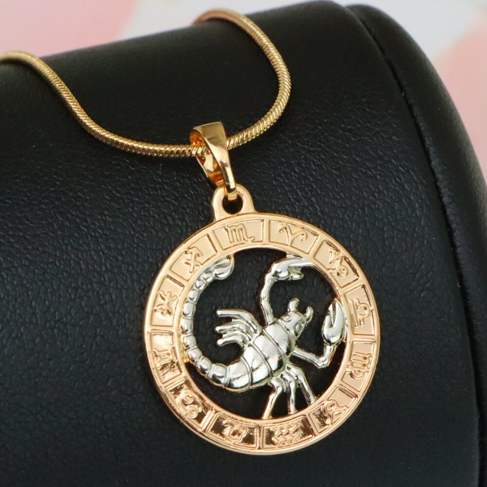 "Rose Gold Scorpio Zodiac Pendant with Intricate Scorpion Design, XPPT1454